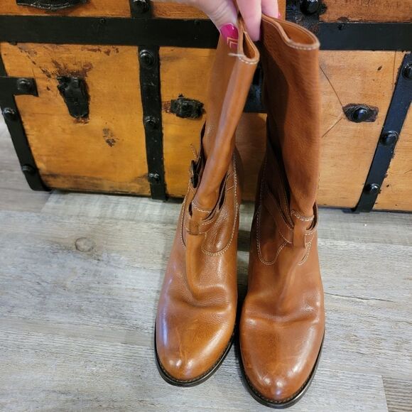 J. CREW Tenley Vanchata Mid Calf Heeled Leather Boot Size 9 - Picture 5 of 8